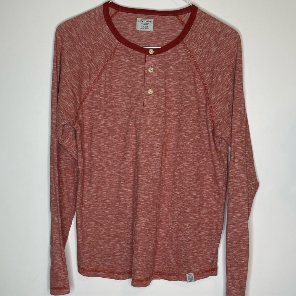 Lucky Brand Small Heather Red Long Sleeve Henly Shirt